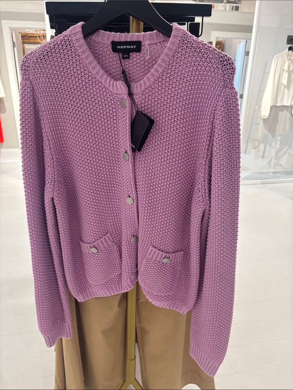 Repeat Cashmere Knit Cardigan in Candy Purple Size L/42